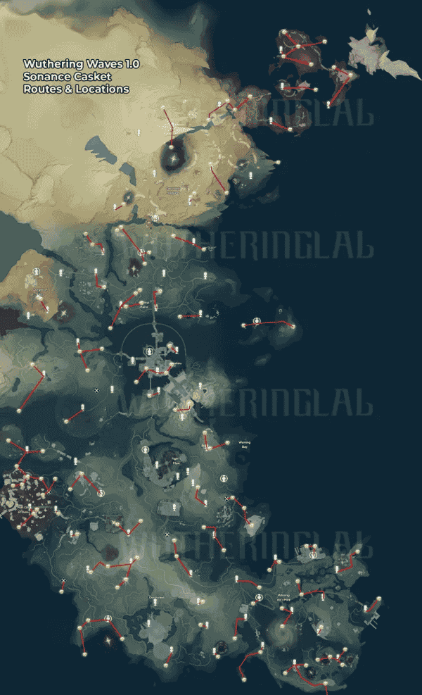 Cofres de Sonancia en Wuthering Waves: Mapa de 115 ubicaciones y guía de más de 500 Astritas