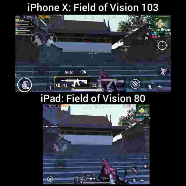 PUBG Mobile : FOV iPad vs Smartphone, 15 % de visibilité en plus