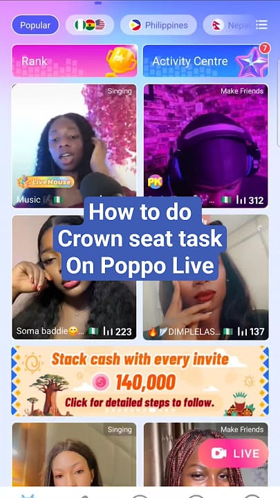 Poppo Live 派对房席位：领取金麦克并获取最高奖励