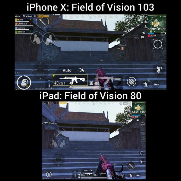 مقارنة مجال الرؤية (FOV) في PUBG Mobile بين الآيباد والهواتف الذكية: رؤية أكثر بنسبة 15%